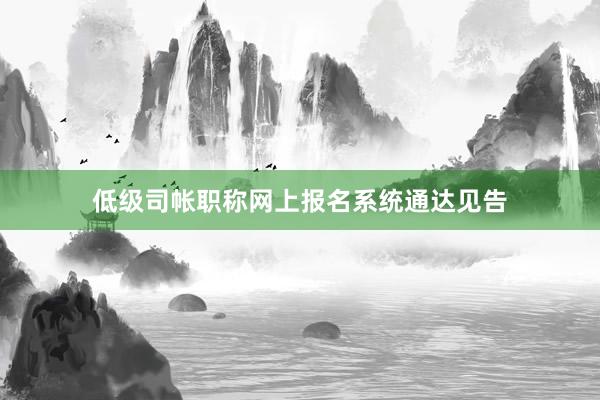 低级司帐职称网上报名系统通达见告